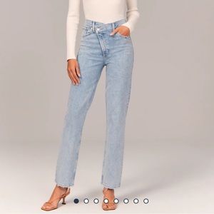 abercrombie 90's high rise straight cross over jean